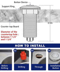 Diagram of Long Three Point Five Inch Sink Top Push Button Garbage Disposal Switch Cordless Air On Off Kit installation.