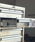 Built Like Beef Rolling Steel Tool Cabinet With Grip Tight Locking Drawers, Detachable Mobile Garage Workbench with open drawer.
