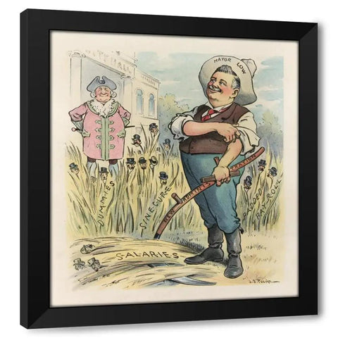 Mayor with scythe in cartoon, Dope 1902 Artwork Print A New Scythe Cuts Clean By John Samuel Pughe Custom Framed Wood Or Canvas