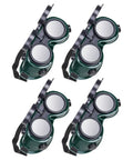 Four Pack Welding Safety Goggles With Flip Up Design showing dark green flip lens with ventilation for industrial work.