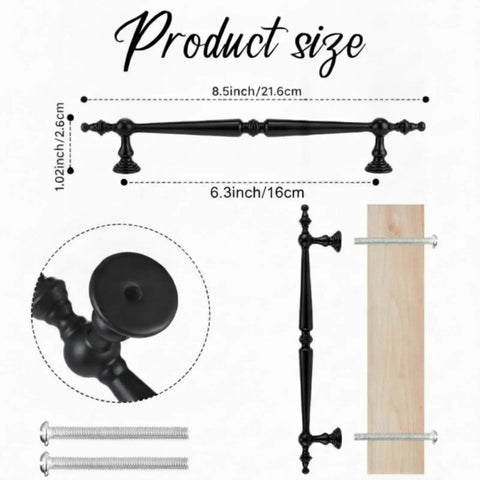 Dope Matte Black Cabinet Pulls 6.3 Inch Length With 3.78 Inch Center To Center Hole Spacing Vintage Style Drawer Handles dimensions
