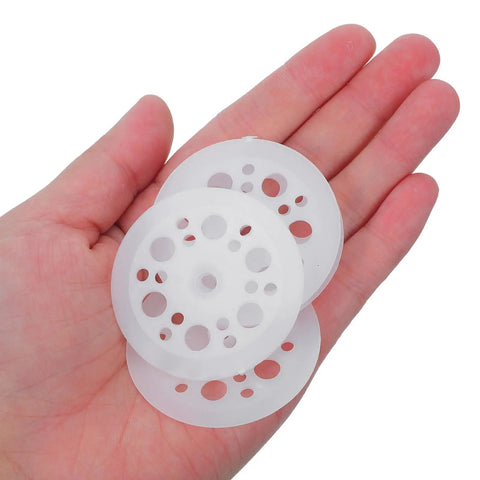 Must Have Plastic Insulation Board Washer Kit With Reinforced Structure For Quick Installs 100 Flat Round Plastic Fasteners For Ceiling And Wall Mounting Strong Secure Fit That Lasts, white round plastic washers in hand