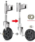 Spring Loaded Gate Caster Wheels 6 Inch Heavy Duty Gate Rollers With Hardware Pack Of 2, exploded view showing components