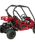 Red 125Cc Go Kart Spyder GKT125-9 Off Road Beast with air cooled engine, three speed gearbox, LED headlights, and bigger seats.