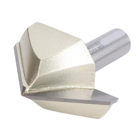 Hot Selling 90 Degree V Groove Router Bit With Tungsten Steel Carving Tips And Half Inch Shank For Woodworking Pros Needing Clean Decks, Custom Signs And Fancy Lettering Right Now, showing the sharp cutting edge and steel shank.