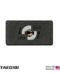 Bottom view of lock indicating lock and unlock directions, meets USA standards
