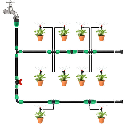 Eight Pack 3/4 Inch Female Pipe Thread To 1/2 Inch Drip Irrigation Tubing Adapters For Garden Faucets Sprinklers And Hoses Easy Connect 3/4 Inch Faucet To 1/2 Inch Drip Line Fittings installed on garden tap drip irrigation line