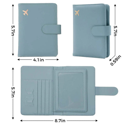 Green RFID Passport Holder Travel Wallet For Women And Men With RFID Blocking And Double Card Slots Plus Clear Window Pockets