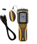 Digital Mini Pin Type Moisture Meter With Backlit Display For Wood Drywall And Concrete Built Tough For Builders And DIY Pros Seeking Precise Moisture Readings On The Job showing cable and cap