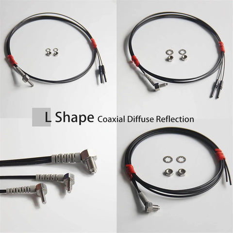 M3 M4 M6 Fiber Optic Sensor, L-Shaped Thread Proximity Diffuse Switch with 2m cable and accessories