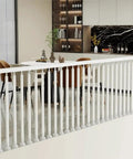 Heavy Duty White Stair Railing Posts And Spindles, 25 Pack Of 47 Inch Stainless Steel Balusters With Adjustable Brackets, Built Solid For Deck And Indoor Stairs, Gotta Love The Easy Setup, Top Tier Home Upgrade, featuring sleek spindles in a modern kitchen layout.