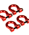 4 Pack Aluminum Tow Shackles For 1/10 Scale TRX-4 Crawler RC Car Red Anodized CNC Machined Easy Install Heavy Duty Durable Corrosion Resistant Tow Hooks
