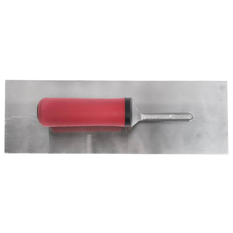 Concrete Finishing Trowel With A 14 Inch By 4 Inch Stainless Steel Blade And Soft Grip Handle For A Smooth, Pro-Grade Finish On Concrete Surfaces For Long Lasting Performance On All Projects, top view.