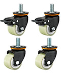 Set of four Beefy Heavy Duty M Threaded Stem Swivel Caster Wheels With Brakes Quiet PU Wheels, black frame, for workbench or cart