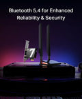WiFi 7 PCIe Card For Desktop PC With Bluetooth 5.4, Beast Mode Tri Band Wireless Adapter on black surface with glowing LED