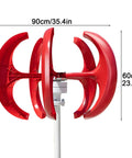 1000W Vertical Wind Turbine Kit With 12V 24V System, Low Noise Wind Power Generator, Red Nylon Fiber Blades
