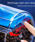 Heavy Duty Automatic Fish Feeder With Smart Electric Dual Compartments showing multistage cabin door design and feed access.