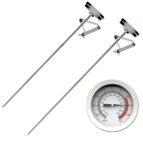 Pro Grade 12 Inch Probe Deep Frying Oil Thermometer Two Pack With Pot Clip For Frying Oil Candy and Candle Making