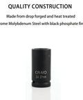Heavy Duty 27mm 6 Point Impact Socket For Three Quarter Inch Drive Chrome Molybdenum Steel With Black Oxide Finish Built To Last