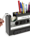 Retro Cassette Tape Dispenser And Pen Holder Desk Organizer With Vase And Pencil Pot, Holds Up To 30 Pens Or Small Stationery Items