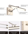 LED Picture Light With 24.4 Inch Swing Arm For Artwork Adjustable Up Down 180 Degrees Brushed Nickel Finish 14W