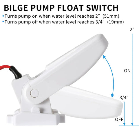 Beefy Bilge Pump Float Switch For Boats Automatic Marine Float Sensor 12V 24V 32V side view with measurement details
