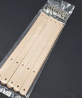Ten Pack Of One Half Inch Natural Vegetable Tanned Leather Keychain Blanks Ready For Custom Stamping And Tooling, including straps and rings.
