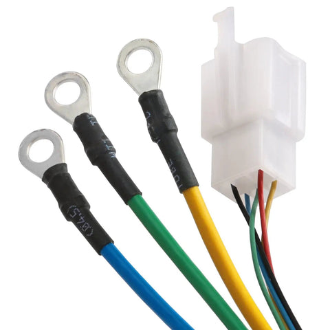 Heavy Duty 72V 1500W Brushless DC Motor wiring harness with color-coded wires for custom Go Karts, ATVs, and DIY mid drives.