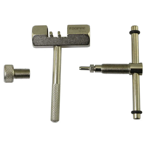 Stainless steel Bike Chain Breaker And Pin Splitter Tool For MTB And Road Bikes, showing screw type chain rivet extractor components.