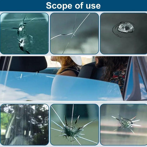 Cracks Gone Glass Repair Kit For Windshields And Screens Fast And Easy Fix For Chips And Cracks Nano Glass Repair Kit Portable Glass Repair Tool Set Save Time And Cash On Glass Damage showcasing various glass damages and repair scope