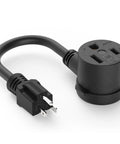 12AWG Heavy Duty Welder Adapter Cord NEMA 5-15P To 6-50R 1Ft Power Cable For Welding Machines, black extension cord on white background