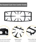 Top view of heavy duty cast iron burner grate replacement for gas stoves, showing matte enamel finish and durable design.