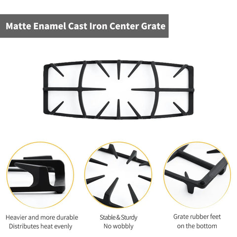 Top view of heavy duty cast iron burner grate replacement for gas stoves, showing matte enamel finish and durable design.