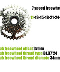 Seven Speed E Bike Freewheel With 34 Tooth Sprocket And 11 28 And 11 34 Tooth Options For Motorized And Standard Threaded Hubs