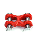 Heavy Duty 3/8 Inch Twin Clevis Safety Chain Repair Links 4 Pack Trailer Tie Down Hardware red steel design for boats and trucks.