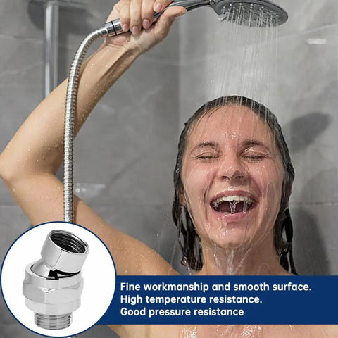 All Metal Swivel Ball Shower Head Adapter With Heavy Duty Adjustable Arm Extension Connector And Pivot Ball For Easy Angle Change Universal Shower Component Brass Build Rust Proof Silver, brass shower adapter in use