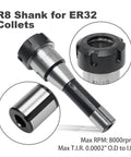 ER32 Collet Set Kit With Twelve Collets From Three Thirty Seconds Of An Inch To Three Quarters Of An Inch And R8 Shank detail