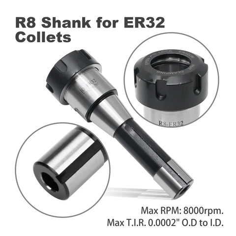 ER32 Collet Set Kit With Twelve Collets From Three Thirty Seconds Of An Inch To Three Quarters Of An Inch And R8 Shank detail