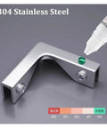 Stainless Steel Cabinet Shelf Clips Two Piece Glass Clamp Kit showing steel part and adhesive for secure panel fixing