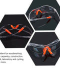 Four Pack Real Deal Fogless Safety Glasses With Thick Padding And Rounded Edges Windproof Splash Goggles side view with orange padding.