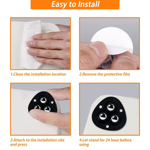 Installation steps for Peel And Stick Adhesive Caster Wheels For Appliances And Furniture 360 Degree Swivel Universal Rollers