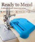 3 In 1 Magnetic Seam Guide For Sewing Machine With Built In Scale And Seam Ripper, blue guide on sewing machine
