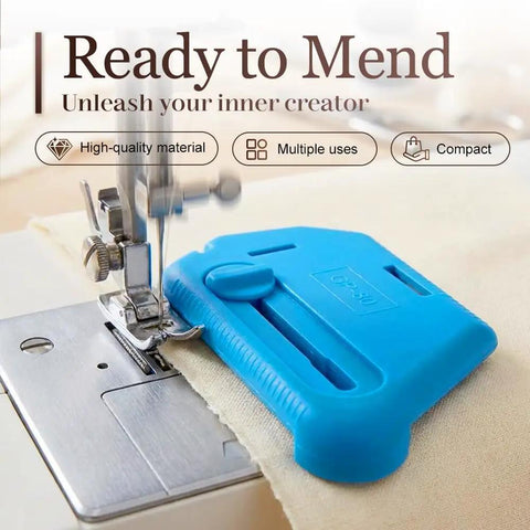 3 In 1 Magnetic Seam Guide For Sewing Machine With Built In Scale And Seam Ripper, blue guide on sewing machine