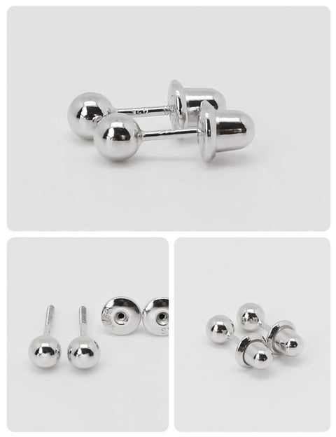 Sterling Silver Ball Screw Back Earrings for Women, Hypoallergenic 925 Studs With Safety Screw Back Posts, Nickel Free and Gentle on Sensitive Ears, lightweight 5mm silver ball studs