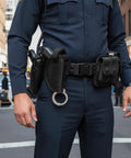 Close-up of 10 In 1 Black Tactical Duty Belt Set With Holster And Pouches For Men And Women Law Enforcement Cosplay Costume