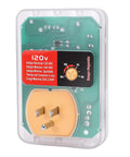 Heavy Duty Automatic Voltage Protector With Over And Under Voltage Cutoff Surge Shield For Fridge And AC And Home Electronics showing connectors and control panel.