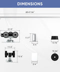 Commercial Grade Pocket Door Hardware And Track Set For 6 Foot Sliding Doors 68.7 Inch Aluminum Track System dimensions