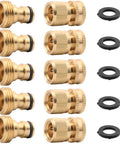 Garden Hose Quick Connectors Three Quarter Inch Brass Easy Connect Hose Adapter Kit With Five Male And Female Connectors And Extra Rubber Washers