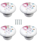 Ceramic Hand Painted Flower Drawer Knobs Set With Old School Vintage White Floral Cabinet Pulls For Dresser Cupboard Wardrobe Closet Four Pack Durable Easy To Install Kitchen Furniture Hardware
