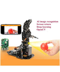 Palm Robot Manipulator With Visual Somatosensory Recognition And Pi Programming For A Hands On AI Vision Learning Drawing And Imitation Through Multiple Control Methods Ideal For Coding Projects And Prototyping, black hand robot with Raspberry Pi and phone app